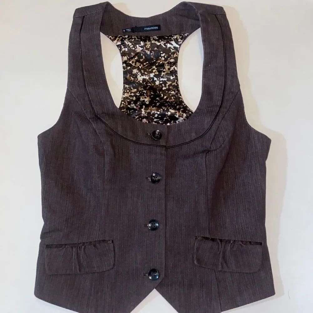 Maurices Brown and Black Patterned Vest